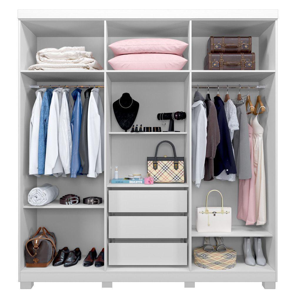 Guarda Roupa Milão 6 Portas 3 Gavetas 7 Prateleiras - Beneti Branco - 3