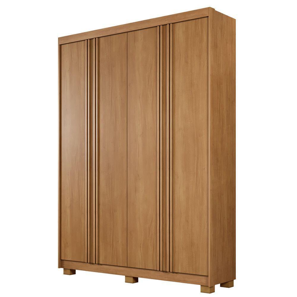 Guarda Roupa Porto 4 Portas Ripado 3 Gavetas 8 Prateleiras Cinamomo - 1