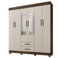 Guarda Roupa Leblon 6 Portas 2 Gavetas 7 Prateleiras Imbuia Off - 1