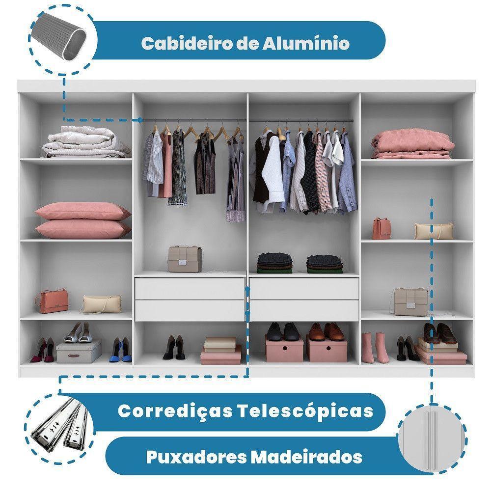 Guarda Roupa Bahia 8 Portas 4 Gavetas 8 Prateleiras Branco - 5