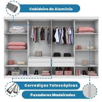 Guarda Roupa Bahia 8 Portas 4 Gavetas 8 Prateleiras Branco - 5