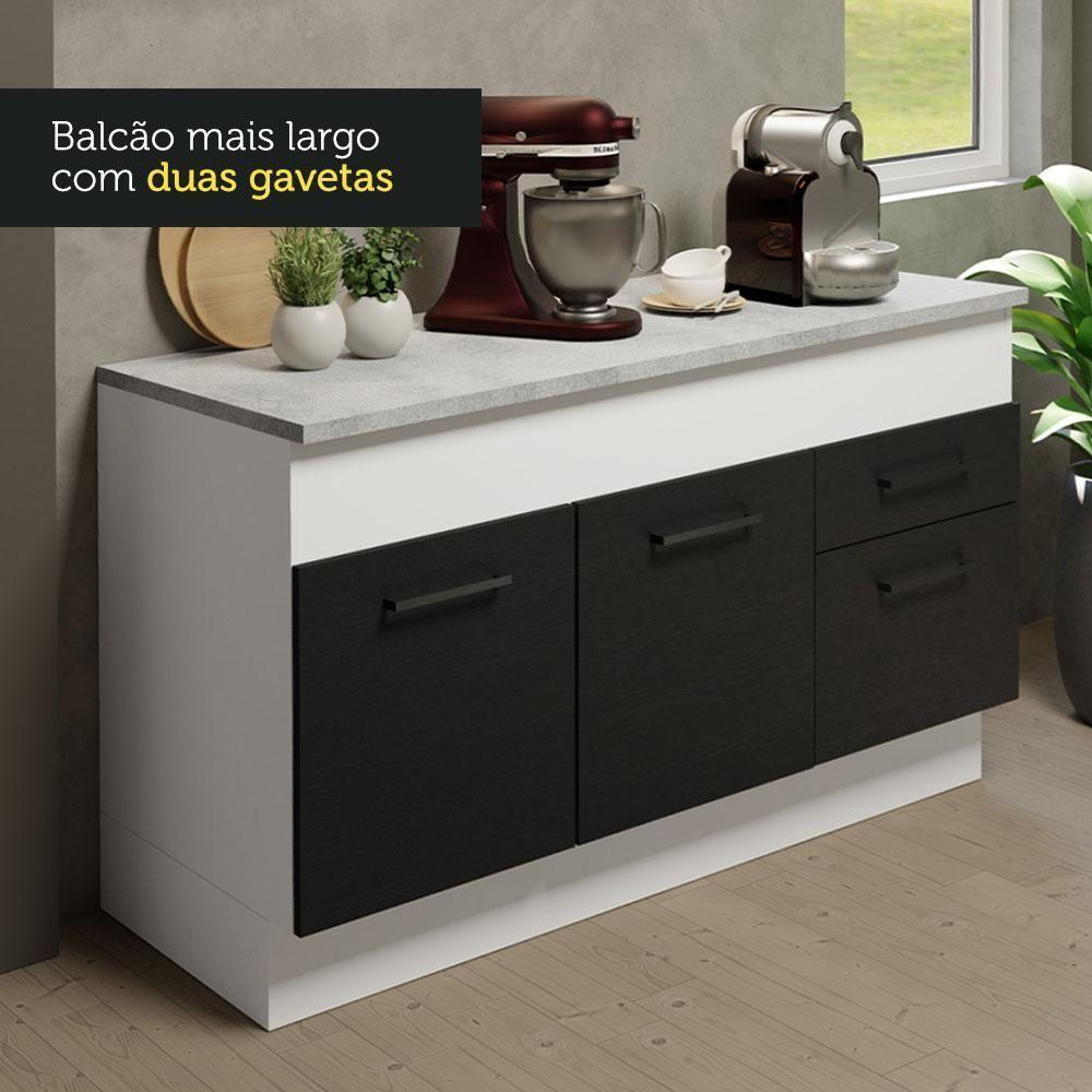 Cozinha Compacta 150001 Com Armário E Balcão Branco/Preto - 5