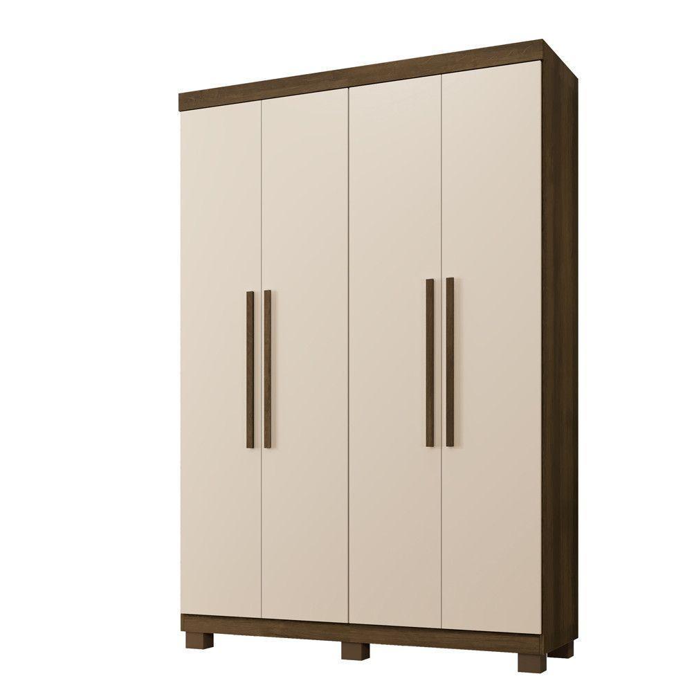 Guarda Roupa Milão 4 Portas 3 Gavetas 5 Prateleiras Imbuia Off - 1