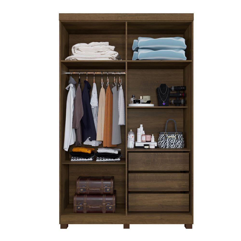 Guarda Roupa Milão 4 Portas 3 Gavetas 5 Prateleiras Imbuia Off - 3