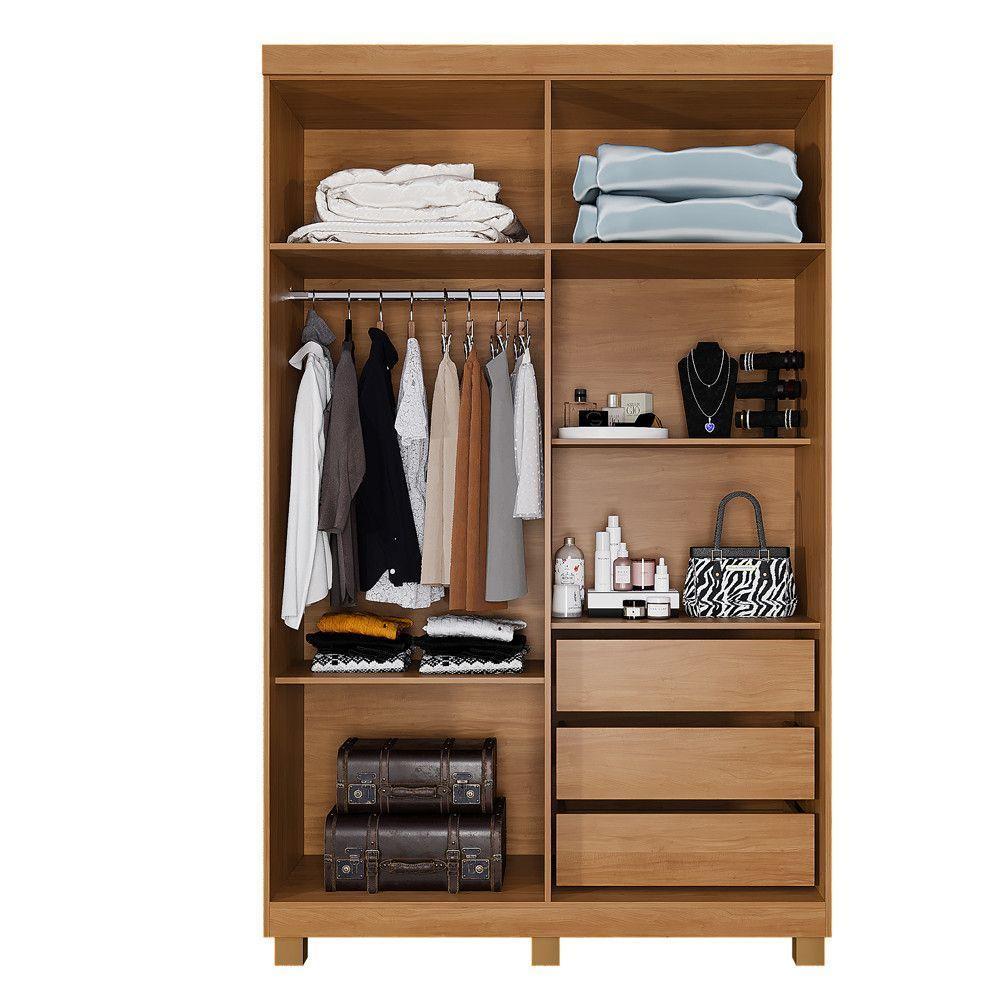 Guarda Roupa Milão 4 Portas 3 Gavetas 5 Prateleiras Cinamomo Off - 3
