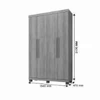 Guarda Roupa Milão 4 Portas 3 Gavetas 5 Prateleiras Cinamomo Off