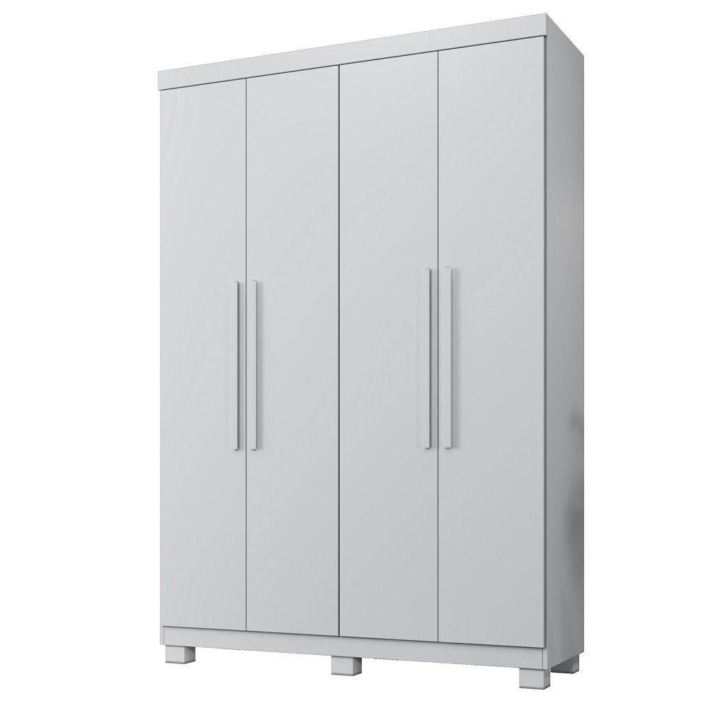 Guarda Roupa Milão 4 Portas 3 Gavetas 5 Prateleiras Branco - 1