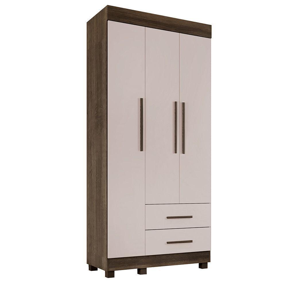Guarda-roupa New Copacabana 3 Portas 2 Gavetas - Benetil Imbuia Off - 1