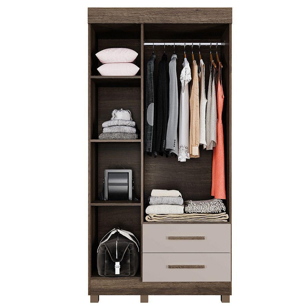 Guarda-roupa New Copacabana 3 Portas 2 Gavetas - Benetil Imbuia Off - 3
