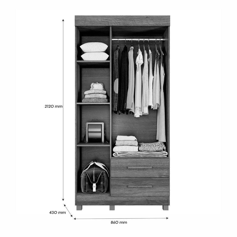 Guarda-roupa New Copacabana 3 Portas 2 Gavetas - Benetil Imbuia Off - 4