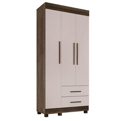 Guarda-roupa New Copacabana 3 Portas 2 Gavetas - Benetil Imbuia Off