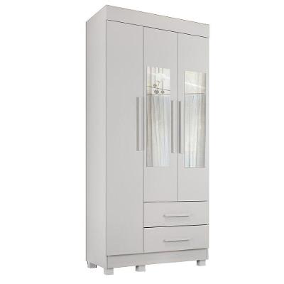 Guarda-roupa New Copacabana 3 Portas 2 Gavetas Com Espelho Branco