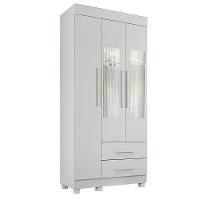 Guarda-roupa New Copacabana 3 Portas 2 Gavetas Com Espelho Branco - 1