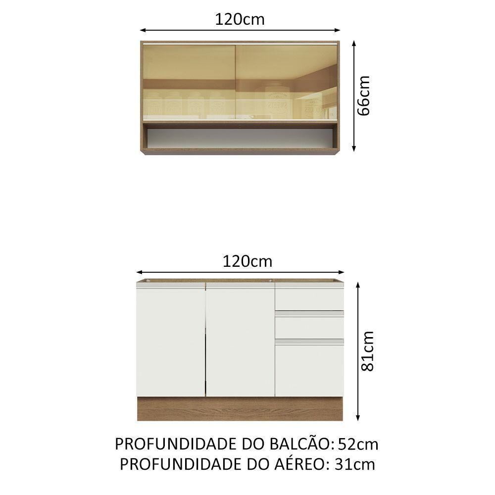 Cozinha Compacta 120002 Com Armário E Balcão Rustic/branco - 9