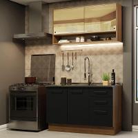 Cozinha Compacta 120002 Com Armário E Balcão Rustic/Preto - 1