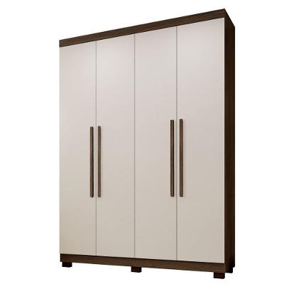 Guarda Roupa Viena 4 Portas 3 Gavetas 8 Prateleiras - Beneti Imbuia Off