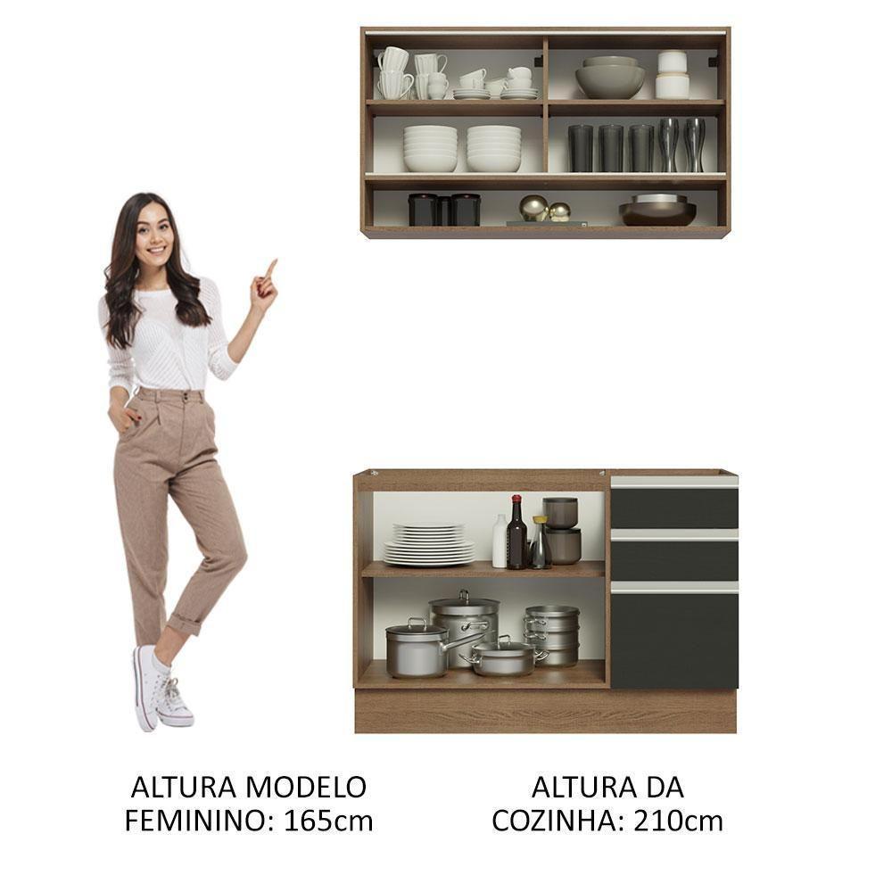 Cozinha Compacta 120002 Com Armário E Balcão Rustic/Preto - 7