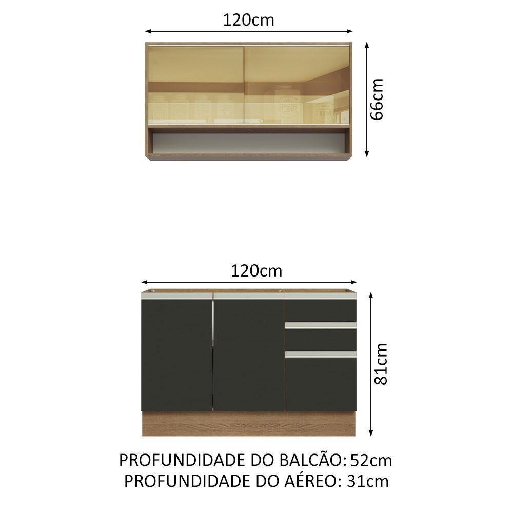 Cozinha Compacta 120002 Com Armário E Balcão Rustic/Preto - 9