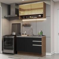 Cozinha Compacta 120002 Com Armário E Balcão Rustic/Preto - 1