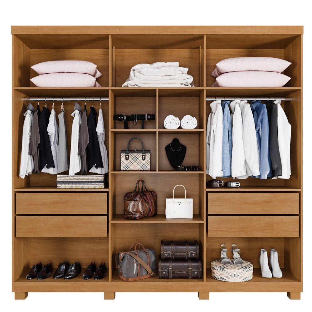 Guarda Roupa Porto 6 Portas Ripado 4 Gavetas 10 Prateleiras Cinamomo Off - 3