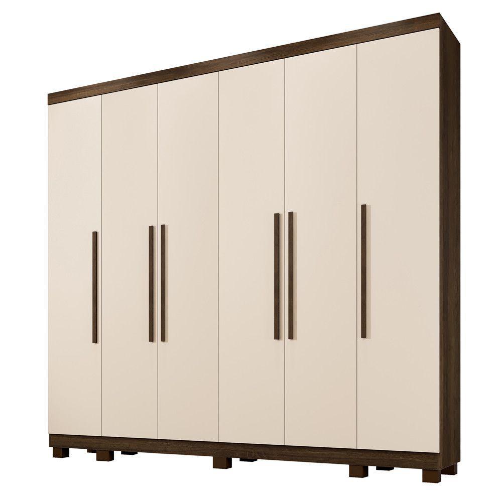 Guarda Roupa Miami 6 Portas 6 Gavetas 12 Prateleiras - Bene Imbuia Off - 1