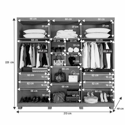 Guarda Roupa Porto 6 Portas Ripado 4 Gavetas 10 Prateleiras Cinamomo 2 Portas Off