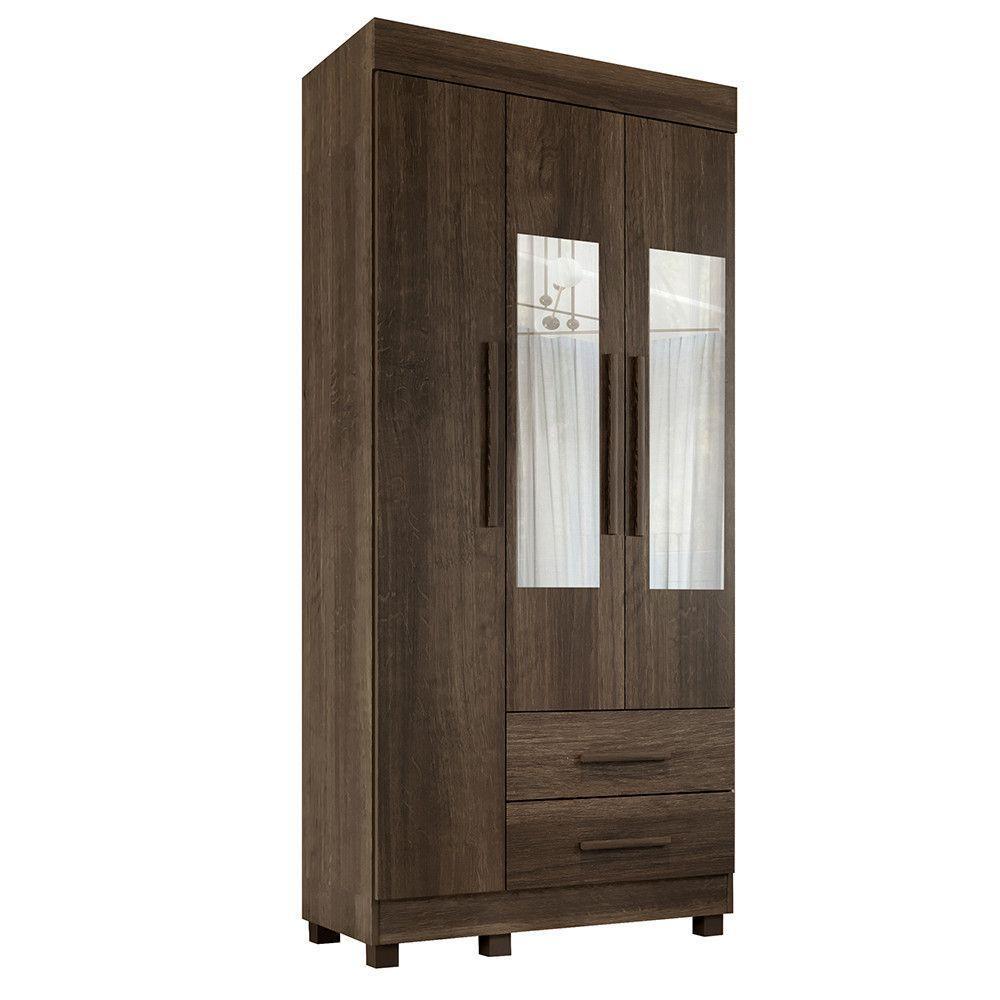 Guarda-roupa New Copacabana 3 Portas 2 Gavetas Com Espelho Imbuia - 1