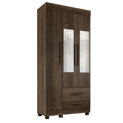 Guarda-roupa New Copacabana 3 Portas 2 Gavetas Com Espelho Imbuia