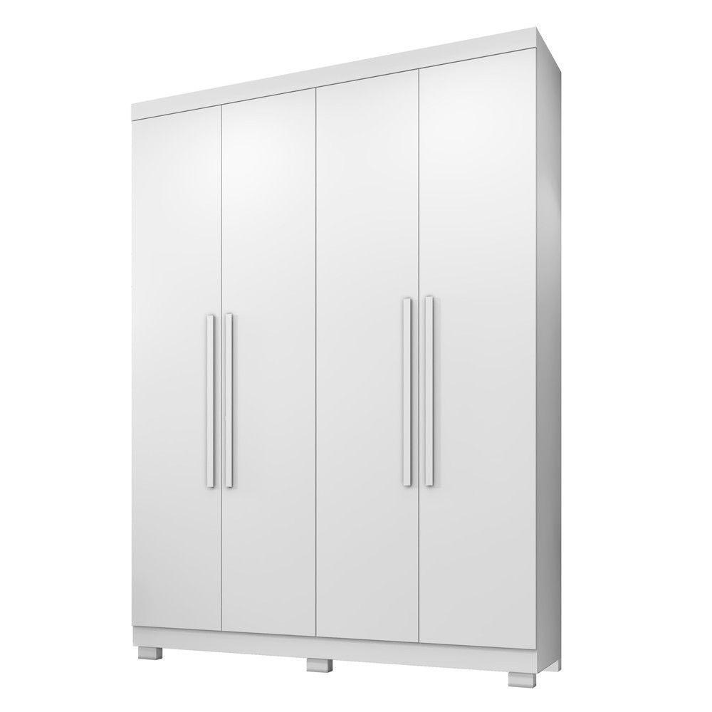 Guarda Roupa Viena 4 Portas 3 Gavetas 8 Prateleiras - Beneti Branco - 1