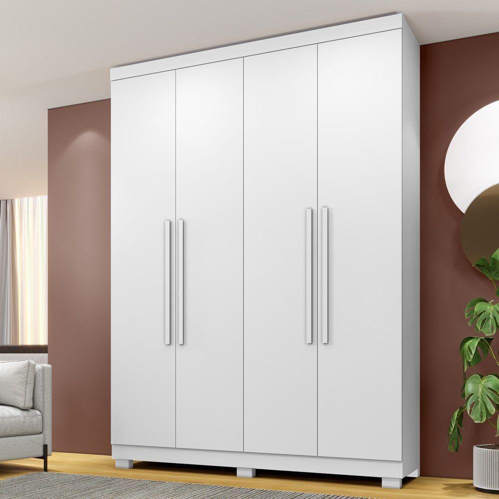 Guarda Roupa Viena 4 Portas 3 Gavetas 8 Prateleiras - Beneti Branco - 2