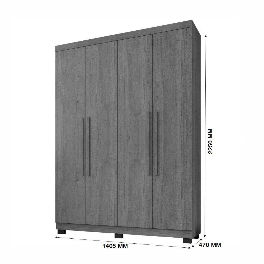 Guarda Roupa Viena 4 Portas 3 Gavetas 8 Prateleiras - Beneti Branco - 4