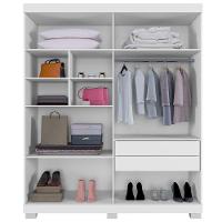 Guarda Roupa Viena 4 Portas 3 Gavetas 8 Prateleiras - Beneti Branco - 3