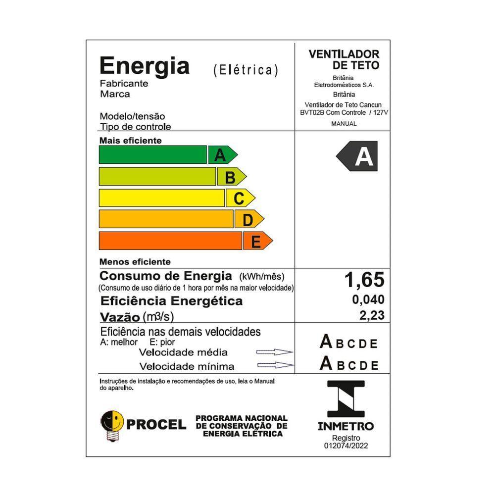 Ventilador de Teto Britânia 3 em 1 131W Cancun BVT02B 110V - 7