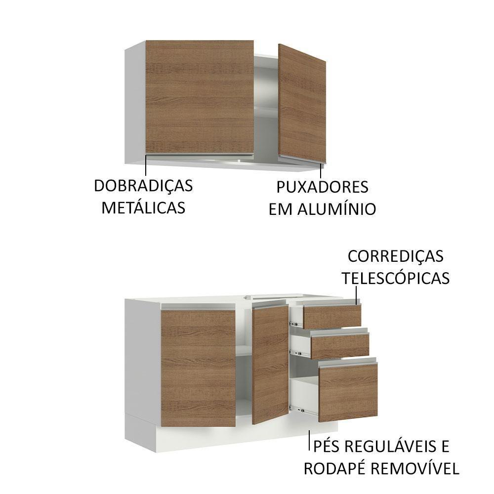 Cozinha Compacta 120003 Com Armário E Balcão Branco/Rustic - 8