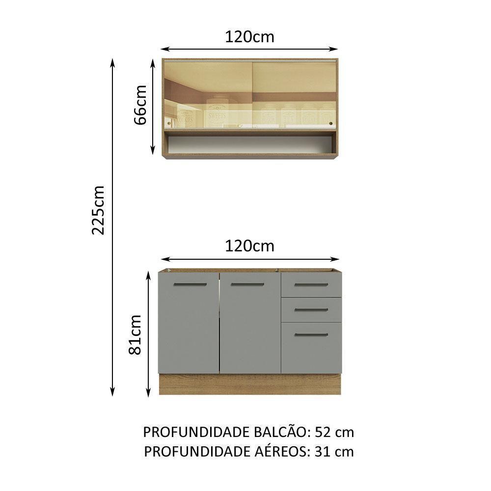 Cozinha Compacta 120002 Com Armário E Balcão Rustic/Cinza - 9