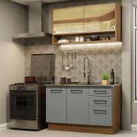 Cozinha Compacta 120002 Com Armário E Balcão Rustic/Cinza - 1