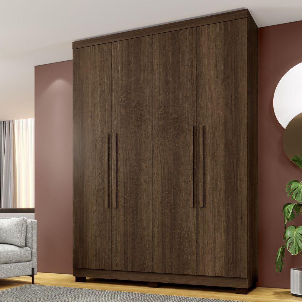 Guarda Roupa New Master 4 Portas 3 Gavetas 8 Prateleiras Imbuia - 2