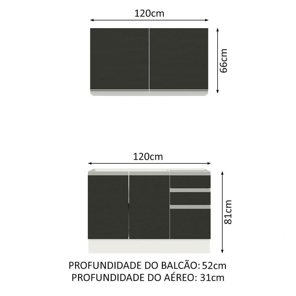 Cozinha Compacta 120003 Com Armário E Balcão Branco/Preto - 9