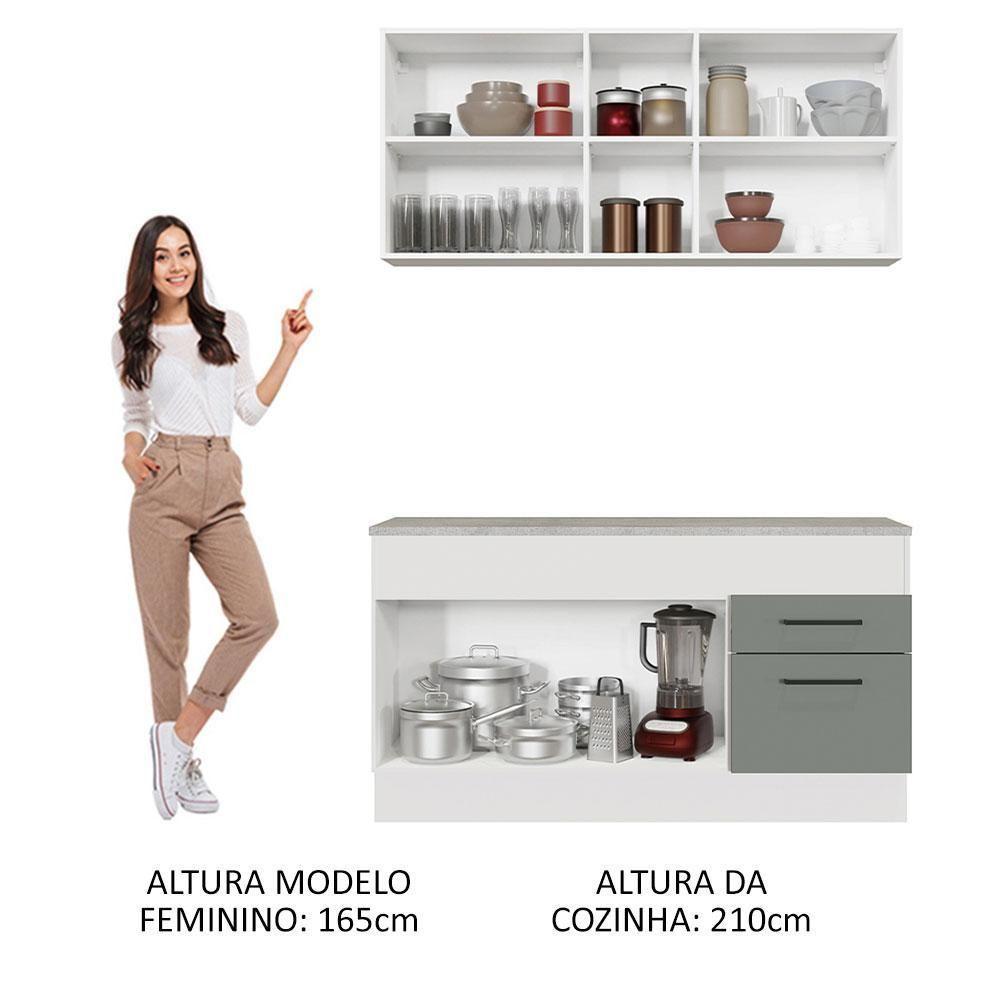 Cozinha Compacta 150001 Com Armário E Balcão Branco/Cinza - 7