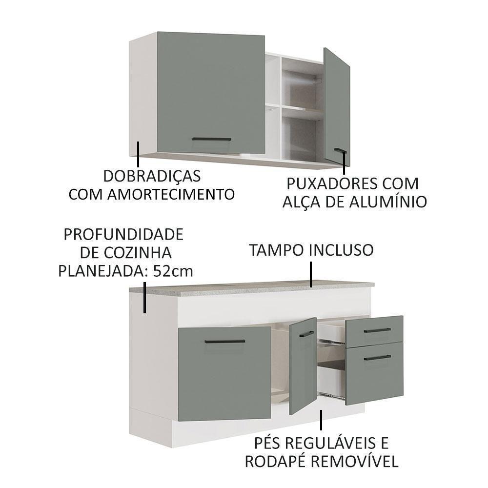 Cozinha Compacta 150001 Com Armário E Balcão Branco/Cinza - 8