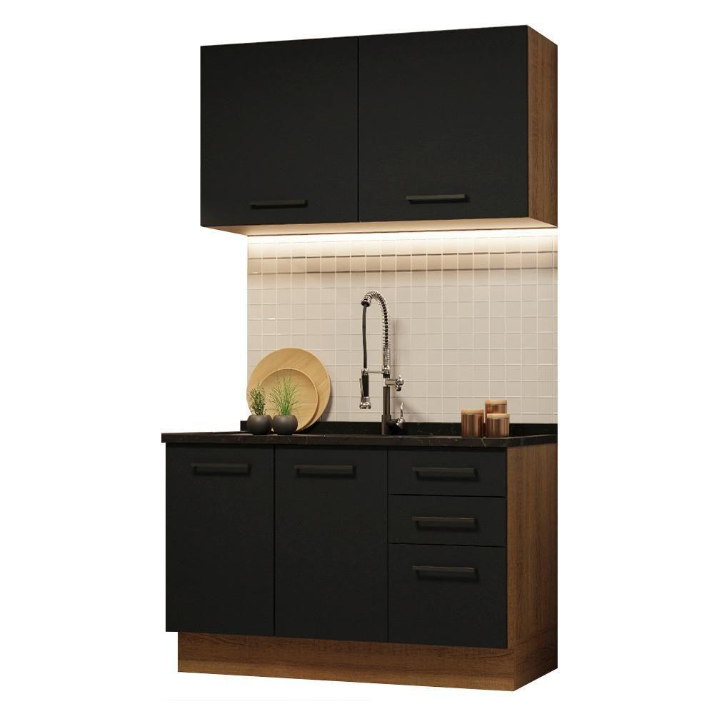 Cozinha Compacta 120001 Com Armário E Balcão Rustic/Preto - 10