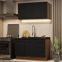 Cozinha Compacta 120001 Com Armário E Balcão Rustic/Preto - 1
