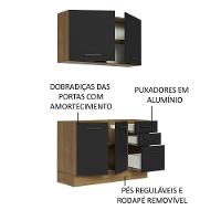 Cozinha Compacta 120001 Com Armário E Balcão Rustic/Preto - 8
