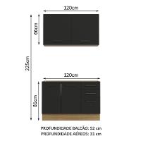 Cozinha Compacta 120001 Com Armário E Balcão Rustic/Preto - 9