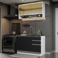 Cozinha Compacta 120002 Com Armário E Balcão Branco/Preto - 1