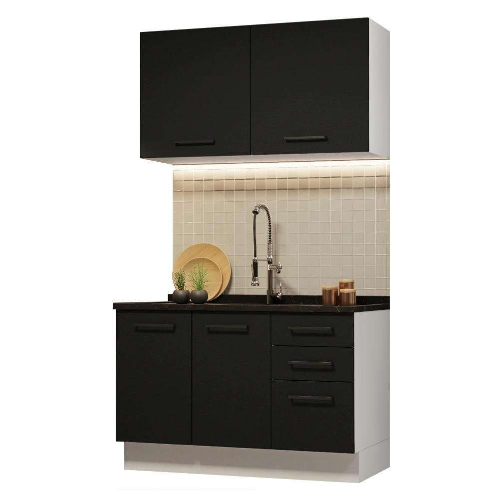 Cozinha Compacta 120001 Com Armário E Balcão Branco/Preto - 10
