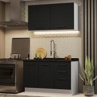 Cozinha Compacta 120001 Com Armário E Balcão Branco/Preto - 1
