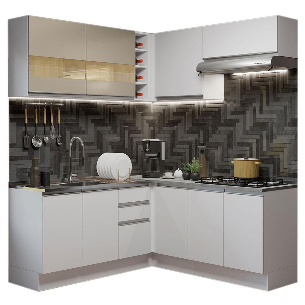 Cozinha 349001 Com Armário E Balcão Branco/Branco/Crema - 10