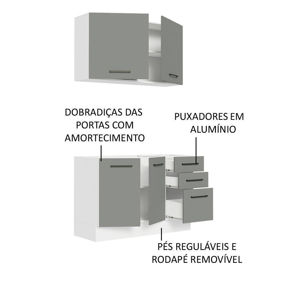 Cozinha Compacta 120001 Com Armário E Balcão Branco/Cinza - 8
