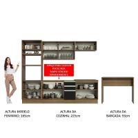 Cozinha 315002 Com Armário, Balcão E Bancada Rustic/Preto - 2